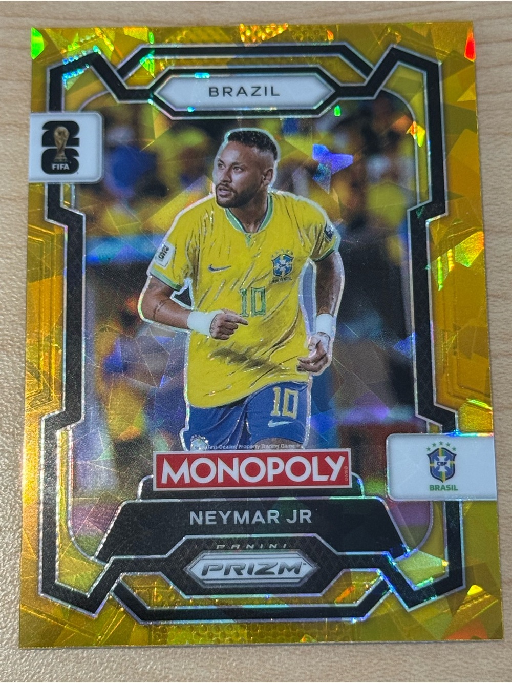 Panini Neymar Jr. Gold Holographic Brazil Soccer Trading Card